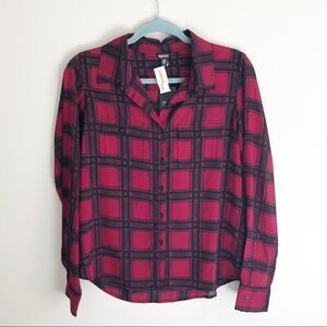 Buffalo David Bitton Plaid Blouse Magenta Eggplant Size Medium